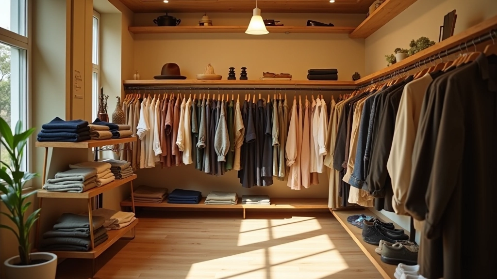 Second-Hand Shopping in Karlsruhe: Kleidung an Ständer in nachaltigem Vintage-Laden